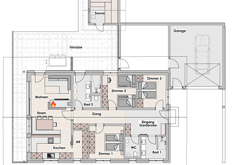 Raumaufteilung Chalet Schernthann