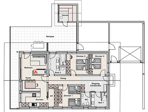 Grundriss vom Appartement 1